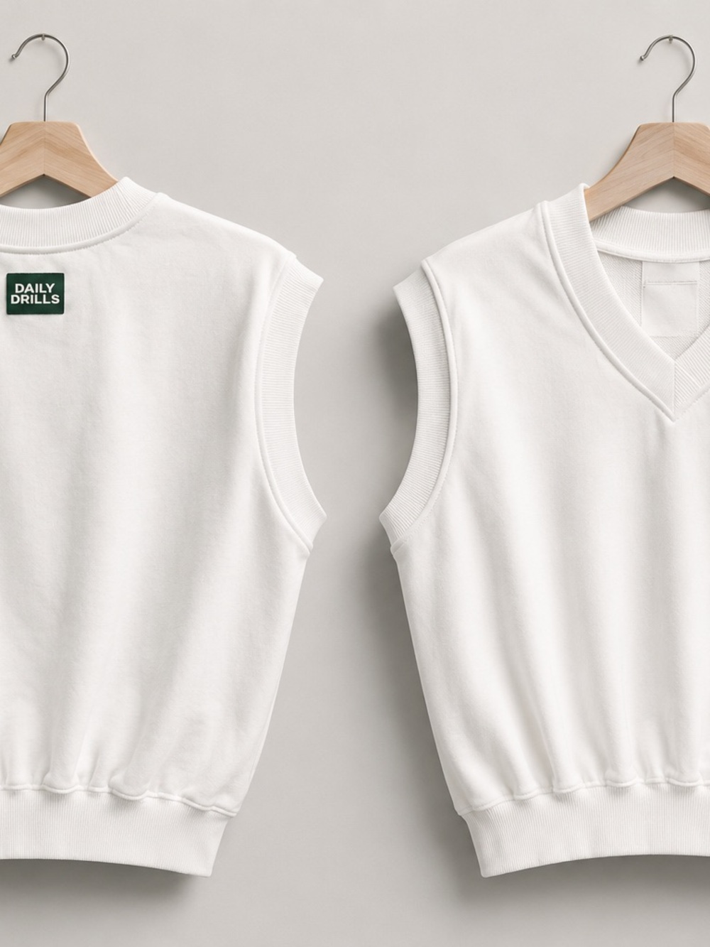 Daily Drills White Sleeveless V-Neck Sweater Vest